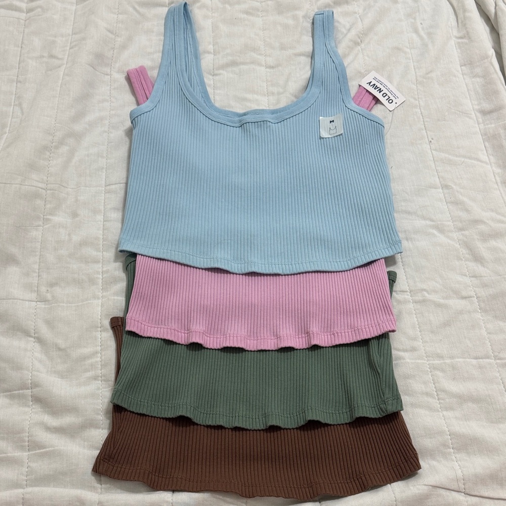 Old Navy Ribbed Tank Top Set - Blue, Pink, Green, Brown